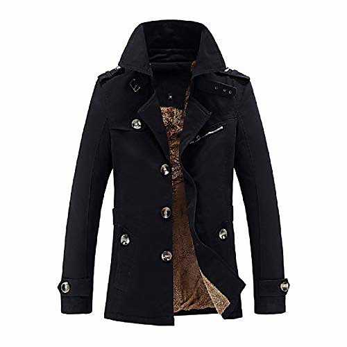 

michaelan mens casual slim fit outwear trench coat, mens trench coat windbreaker wind trench coats outdoor jacket (black(thicken), us s=l)
