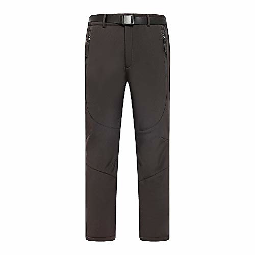 

men's waterproof outdoor windproof hiking pants mountain ski snow softshell fleece pants with belt black 40