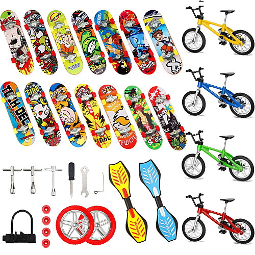 

29 pcs Finger skateboards Mini fingerboards Finger bikes Finger Toys Plastics Alloy Office Desk Toys with Replacement Wheels and Tools Party Favors Kid's Adults All Party Favors for Kid's Gifts