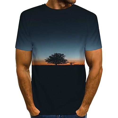 

Men's T shirt 3D Print Graphic Scenery Print Short Sleeve Daily Tops Streetwear Black