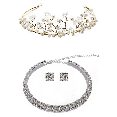 

Women's Head Jewelry Necklace Earrings Imitation Pearl Earrings Jewelry White For Wedding