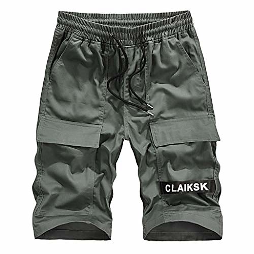 

fashion outdoor shorts for men plus size big pocket elastic waist cargo shorts beach trunks casual sport pants green