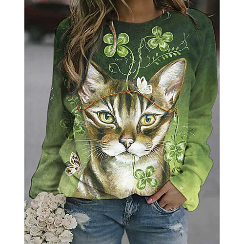 

Women's Pullover Sweatshirt Graphic Christmas Daily Work Christmas Hoodies Sweatshirts Khaki Green