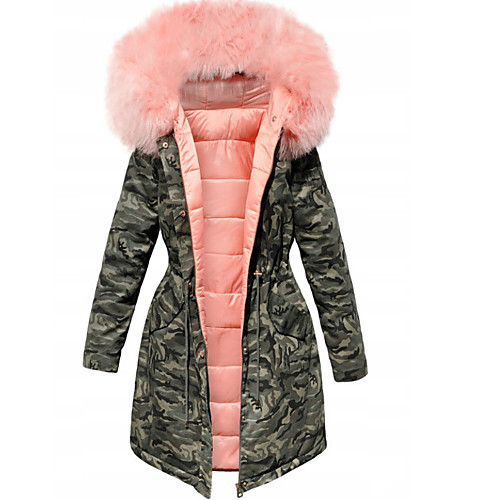

Women's Padded Parka Camouflage POLY Black / Blushing Pink / Green S / M / L