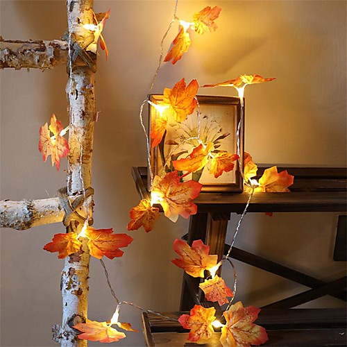 

3M/6M LED String Lamp Christmas Holiday Pendant Leaves Maple Leaf Lighting Chain Cell Box Small Lantern Garden Decorative Lamp