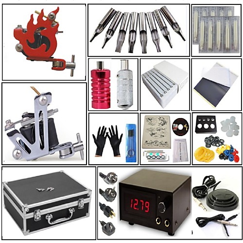 

Professional Tattoo Kit Tattoo Machine - 2 pcs Tattoo Machines, High Speed / Professional Level / Voltage Adjustable Carbon Steel 2 steel machine liner & shader / Coil Tattoo Machine / Handmade