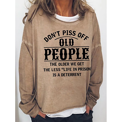 

Women's Pullover Sweatshirt Graphic Text Letter Daily Weekend Casual Hoodies Sweatshirts Khaki