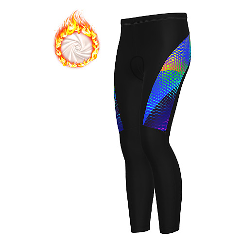 

21Grams Men's Cycling Tights Cycling Pants Winter Fleece Bike Tights Padded Shorts / Chamois Pants Thermal Warm Fleece Lining Breathable Sports Black / Blue Mountain Bike MTB Road Bike Cycling
