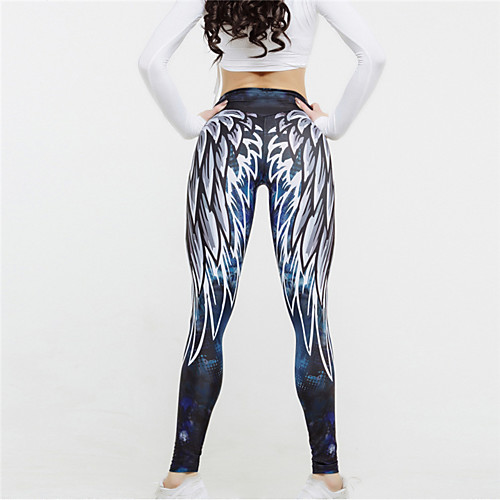 

Women's Sporty Comfort Sports Gym Yoga Leggings Pants Patterned Ankle-Length Blue