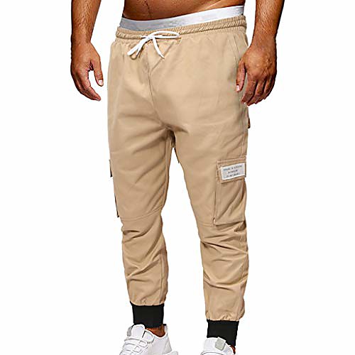 

fashion casual pants mens sport jogging loose jeans sweatpants drawstring pant khaki