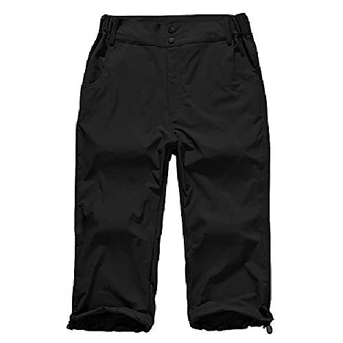 

women's outdoor casual quick dry hiking saturday trail straight leg knee capri pants #6012 black-10 32