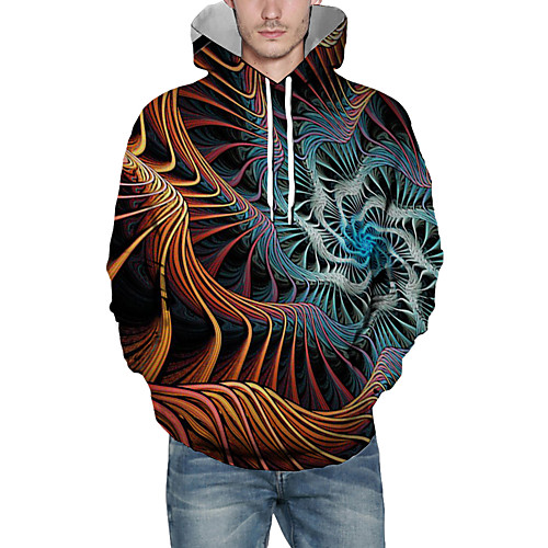 

Men's Pullover Hoodie Sweatshirt Graphic Abstract 3D Front Pocket Daily 3D Print 3D Print Casual Hoodies Sweatshirts Yellow