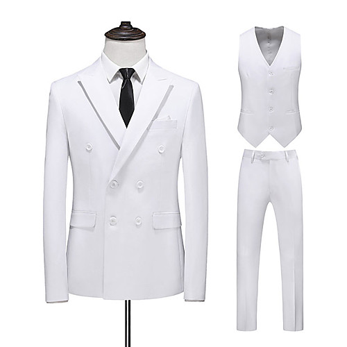 

Tuxedos Standard Fit Notch Double Breasted Six-buttons Polyester Solid Colored