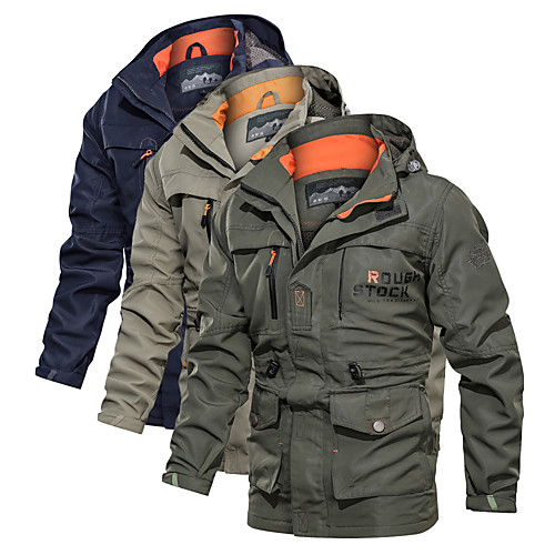 

Men's Hiking Jacket Hiking Windbreaker Military Tactical Jacket Winter Outdoor Thermal Warm Waterproof Windproof Lightweight Jacket Top Camping / Hiking Hunting Fishing Army Green Blue Khaki / Casual
