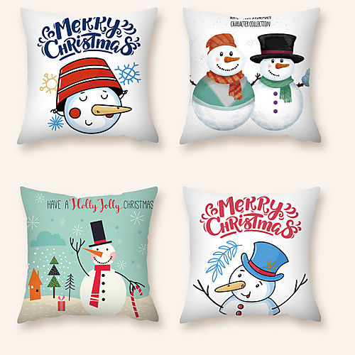 

Cushion Cover 4PCS Christmas Party Decoration Christmas Gift Short Plush Soft Decorative Square Throw Pillow Cover Cushion Case Pillowcase for Sofa Bedroom 45 x 45 cm (18 x 18 Inch) Superior Quality