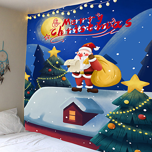 

Christmas Day Party Wall Tapestry Art Decor Blanket Curtain Picnic Table Cloth Hanging Home Bedroom Living Room Dormitory Decoration Chimney Santa