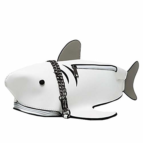 

shark shaped cross body bag purse women pu leather chic shoulder bag backpack for girls (white)
