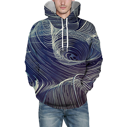 

Men's Pullover Hoodie Sweatshirt Graphic Abstract 3D Front Pocket Daily 3D Print 3D Print Casual Hoodies Sweatshirts Navy Blue