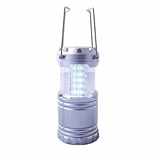 

led camping light lantern light super bright 30 led portable extendable outdoor indoor light, emergency, outage, lamp, (battery not included) (silver 1 pack)