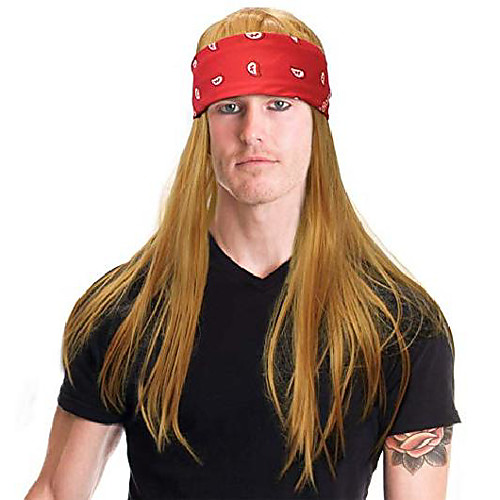 

80's rocker costume wig axel rose costume wig with bandana rock wig