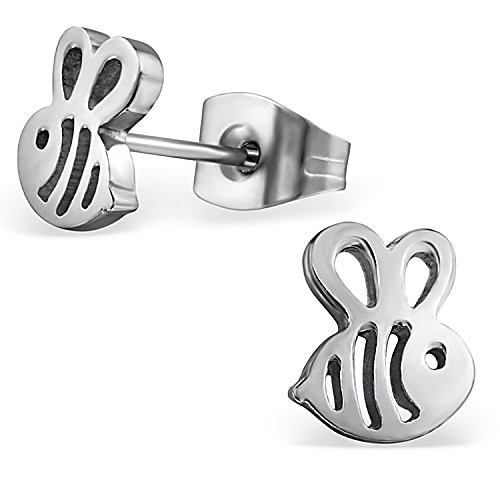 

stainless steel tiny honey bumble bee stud post earrings