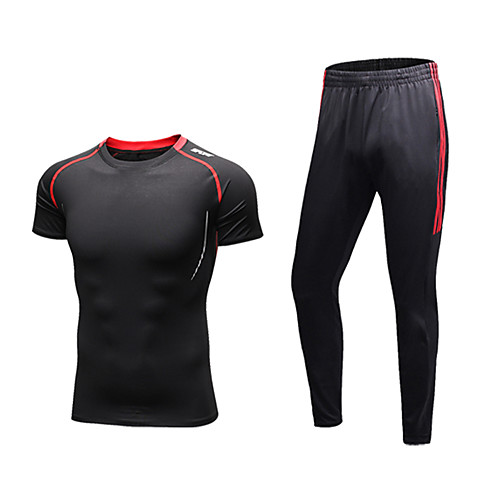 

Men's Patchwork Tracksuit Activewear Set Athletic Athleisure Short Sleeve 2pcs Breathable Quick Dry Moisture Wicking Fitness Gym Workout Running Walking Jogging Sportswear Normal Outfit Set Clothing
