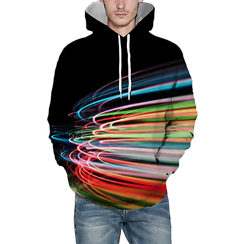 

Men's Pullover Hoodie Sweatshirt Graphic Abstract 3D Front Pocket Hooded Daily 3D Print 3D Print Casual Hoodies Sweatshirts Long Sleeve Rainbow