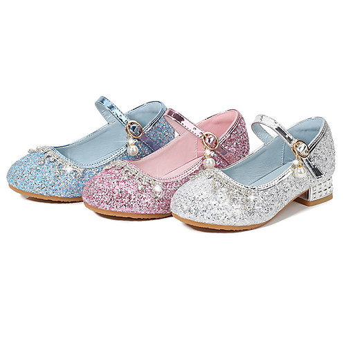 

Girls' Heels Princess Shoes PU Little Kids(4-7ys) Big Kids(7years ) Party & Evening Walking Shoes Blue Pink Silver Spring