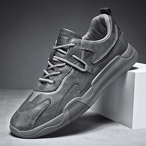 

Men's Trainers Athletic Shoes Daily PU Black Khaki Gray Fall