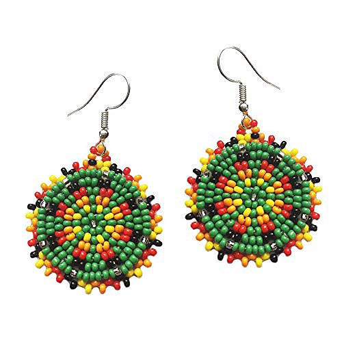 

handmade beaded earrings 1.2 round (green)