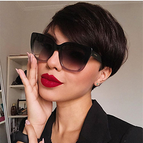 

Remy Human Hair Wig Short Kinky Curly Natural Straight Pixie Cut Side Part Natural Designers New Arrival Cool Capless Malaysian Hair Chinese Hair Women's Natural Black 6 inch / Natural Hairline