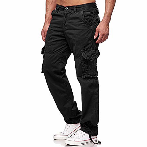 

men's jogger sweatpants casual elastic joggings sport solid baggy pockets tall trousers (black m)