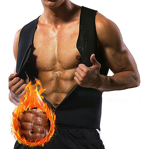 

Sweat Vest Waist Trainer Vest Neoprene Tank Top Sports Neoprene Yoga Gym Workout Exercise & Fitness Zipper Weight Loss Tummy Fat Burner For Men's Abdomen