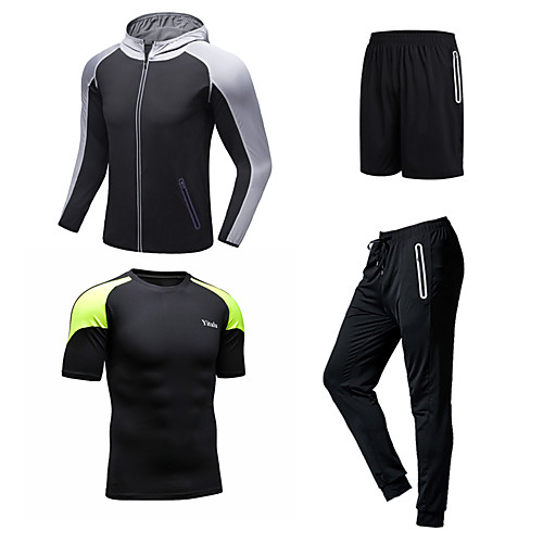 

Men's Patchwork Tracksuit Activewear Set Athletic Athleisure Long Sleeve 4pcs Front Zipper Breathable Quick Dry Moisture Wicking Fitness Gym Workout Running Walking Jogging Sportswear Stripes Normal