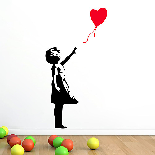

Cartoon Cute Girl Flying Balloon Personality Living Room Bedroom Children's Room Sofa Tv Background Decoration Removable Wall Stickers 3090CM