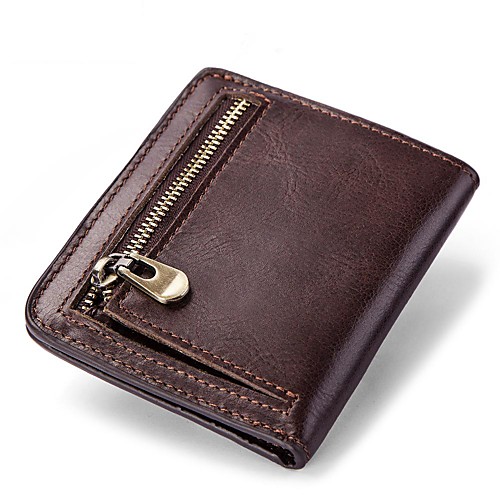 

Men's Bags Nappa Leather Cowhide Wallet Zipper Chain Solid Colored Daily Chain Bag Dark Brown Red