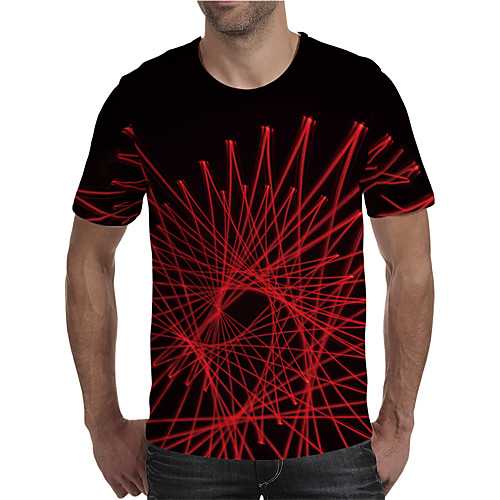 

Men's T shirt 3D Print Graphic 3D Plus Size Print Short Sleeve Daily Tops Elegant Exaggerated Red