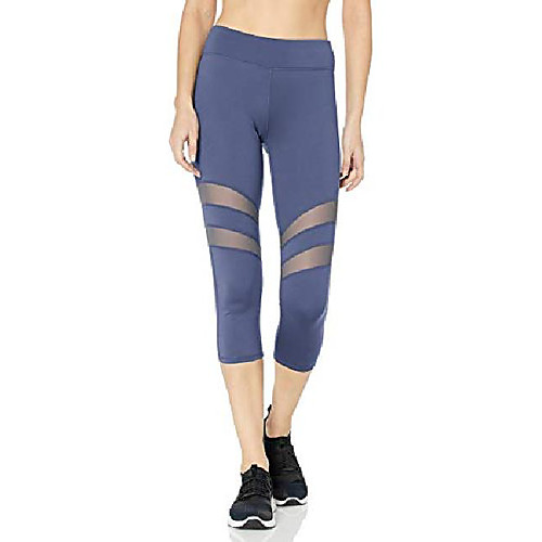 

women's solid capri with mesh insets, midnight, medium