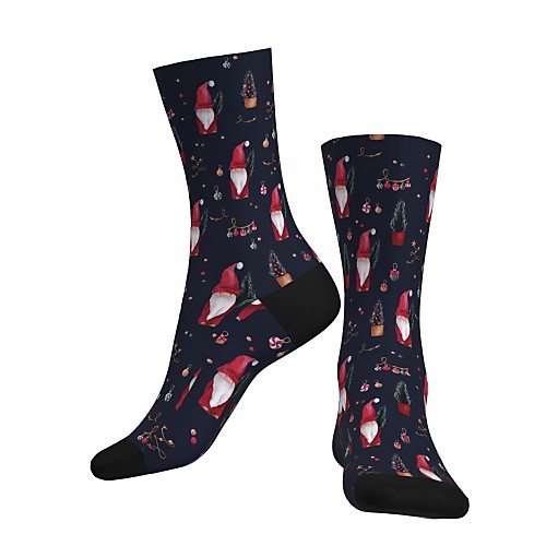 

Compression Socks Cycling Socks Women's Men's Bike / Cycling Breathable Soft Comfortable 1 Pair Graphic Christmas Santa Claus Cotton Dark Navy S M L / Stretchy / Mountain Bike MTB