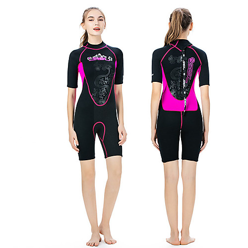 

SLINX Women's Shorty Wetsuit 3mm SCR Neoprene Diving Suit Thermal Warm Short Sleeve Back Zip - Swimming Diving Surfing Patchwork Spring & Fall Summer / Stretchy