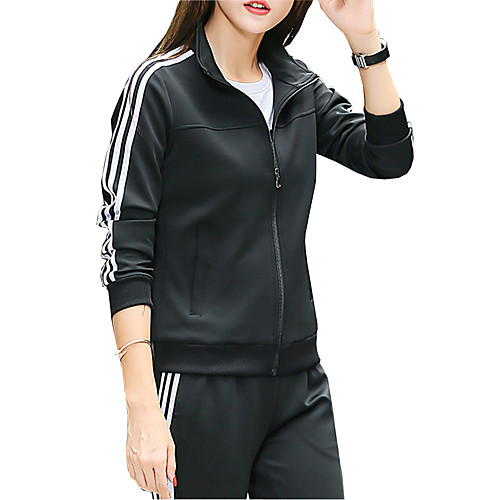 

Women's 2 Piece Set Color Block Standing Collar Sport Athleisure Clothing Suit Long Sleeve Breathable Comfortable Exercise & Fitness Running Everyday Use Casual Daily Outdoor