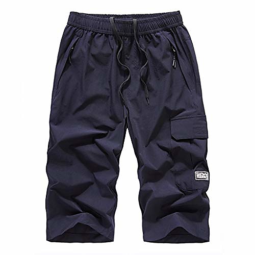 

men's 13'' tech pleated shorts classic-fit jogging athletic short pants relaxed fit twill running workout short dark blue