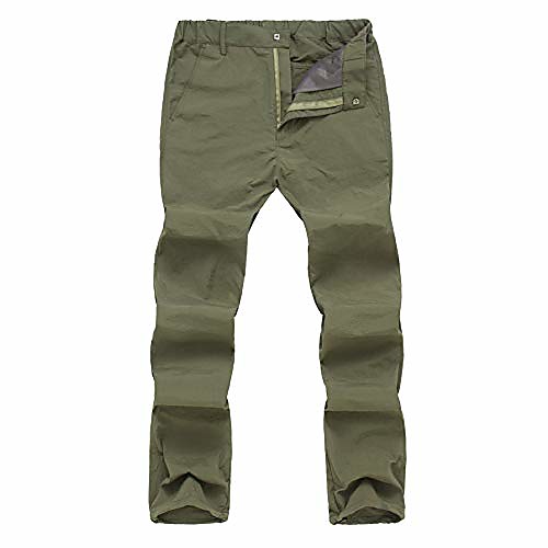 

men's outdoor quick dry pants elastic waist lightweight breathable hiking mountain pants with zipper pockets,1916,army green,m(tag xl)