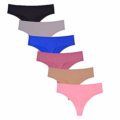 

pack of 6 womens mid-rise seamless thongs comfy underwear g-strings panties (multicolor,us4)