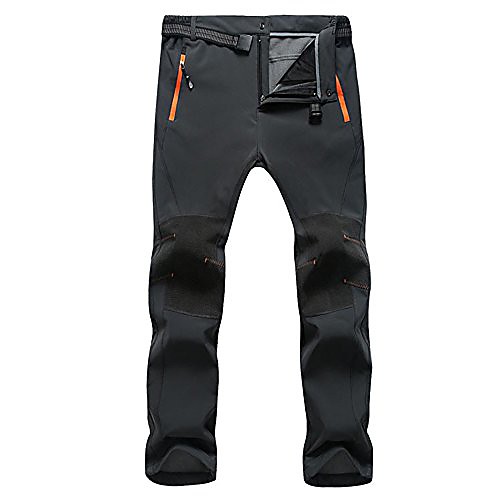 

men's outdoor waterproof quick dry pants with elastic waist fleece (grey, xl(waist35.4-37.8))