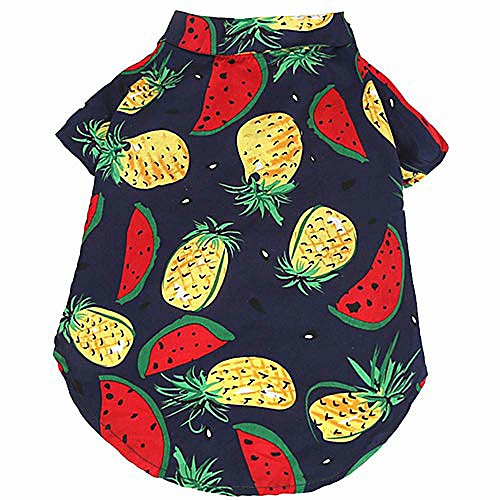 

dog shirts, dog hawaiian shirt pet beach watermelon pineapple polo shirt summer clothes for small dogs,black,s