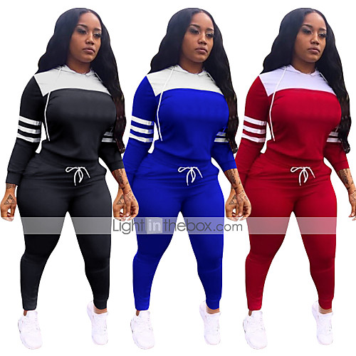

Women's 2 Piece Patchwork Tracksuit Sweatsuit Street Casual 2pcs Long Sleeve Lightweight Breathable Soft Gym Workout Running Active Training Jogging Exercise Sportswear Solid Colored Black Burgundy