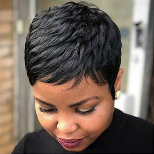 

Synthetic Wig Loose Curl Asymmetrical Short Bob Wig Short Black Synthetic Hair Women's Soft Cool Black