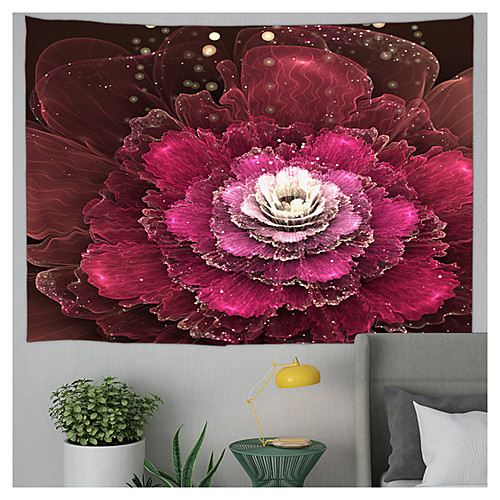 

Wall Tapestry Art Decor Blanket Curtain Picnic Tablecloth Hanging Home Bedroom Living Room Dorm Decoration Polyester Big Red Flower Pattern