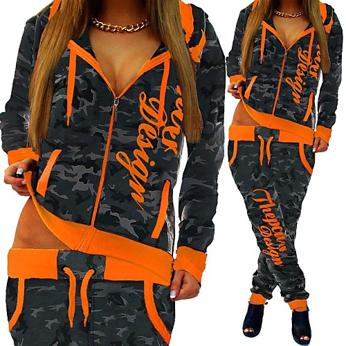 

Women's 2 Piece Full Zip Tracksuit Sweatsuit Street Athleisure Long Sleeve 2pcs Winter Thermal Warm Breathable Soft Fitness Gym Workout Running Jogging Training Sportswear Normal Outfit Set Clothing